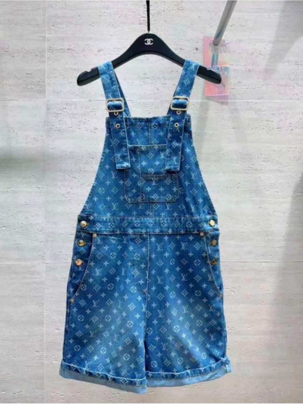 Denim Short Overalls in Blue